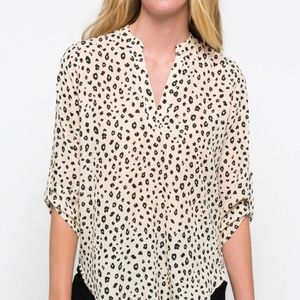 Lush Warren Split Neck Blouse
